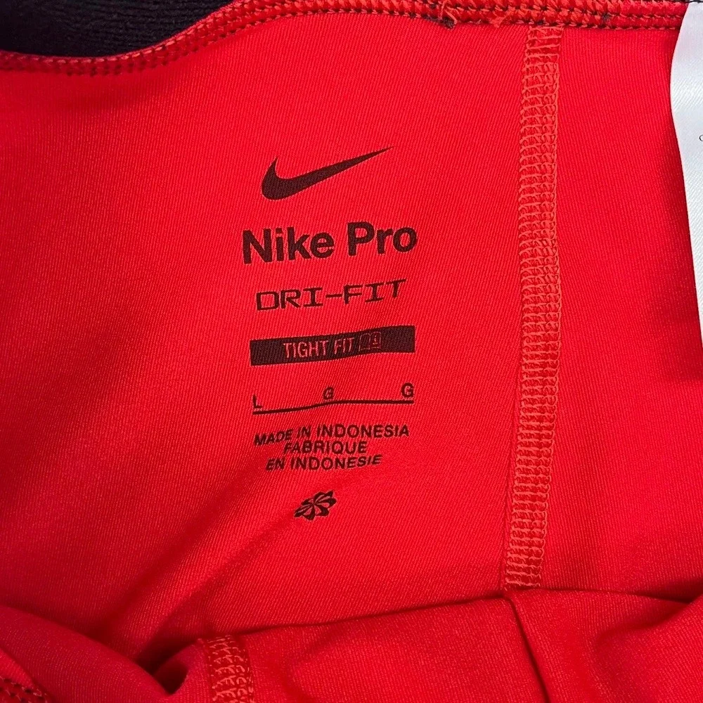 Nike Pro Dri-FIT Kids Red Compression Leggings Tight Fit Large Pockets 445591